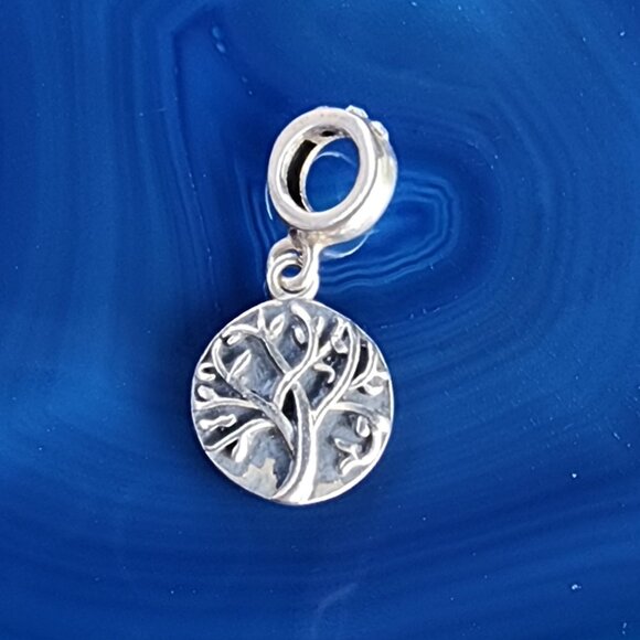 Vintage Sterling Silver Tree Of Life Rhinestone Dangle Charm Pendant - Picture 2 of 7